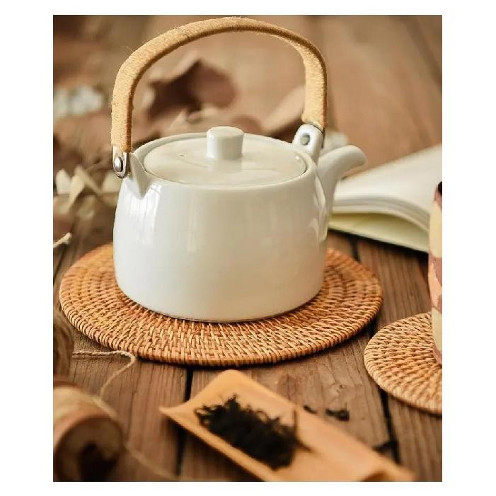8-10cm Rattan Cup Mat 6Pcs Drink Coasters Set for Kungfu Tea Accessories Round Tableware Placemat Dish Mat Rattan Weave Cup Mat Cup Holders 5