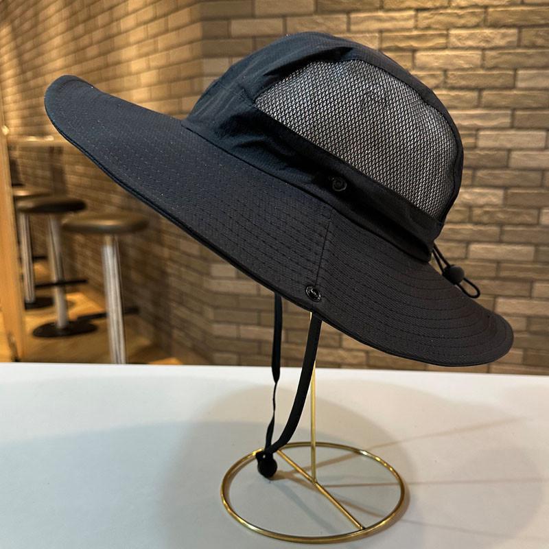 

Мужская широкополая солнцезащитная шляпа, дышащая сетчатая кепка для рыбалки на открытом воздухе, защита от УФ, шляпа-ведро чёрный