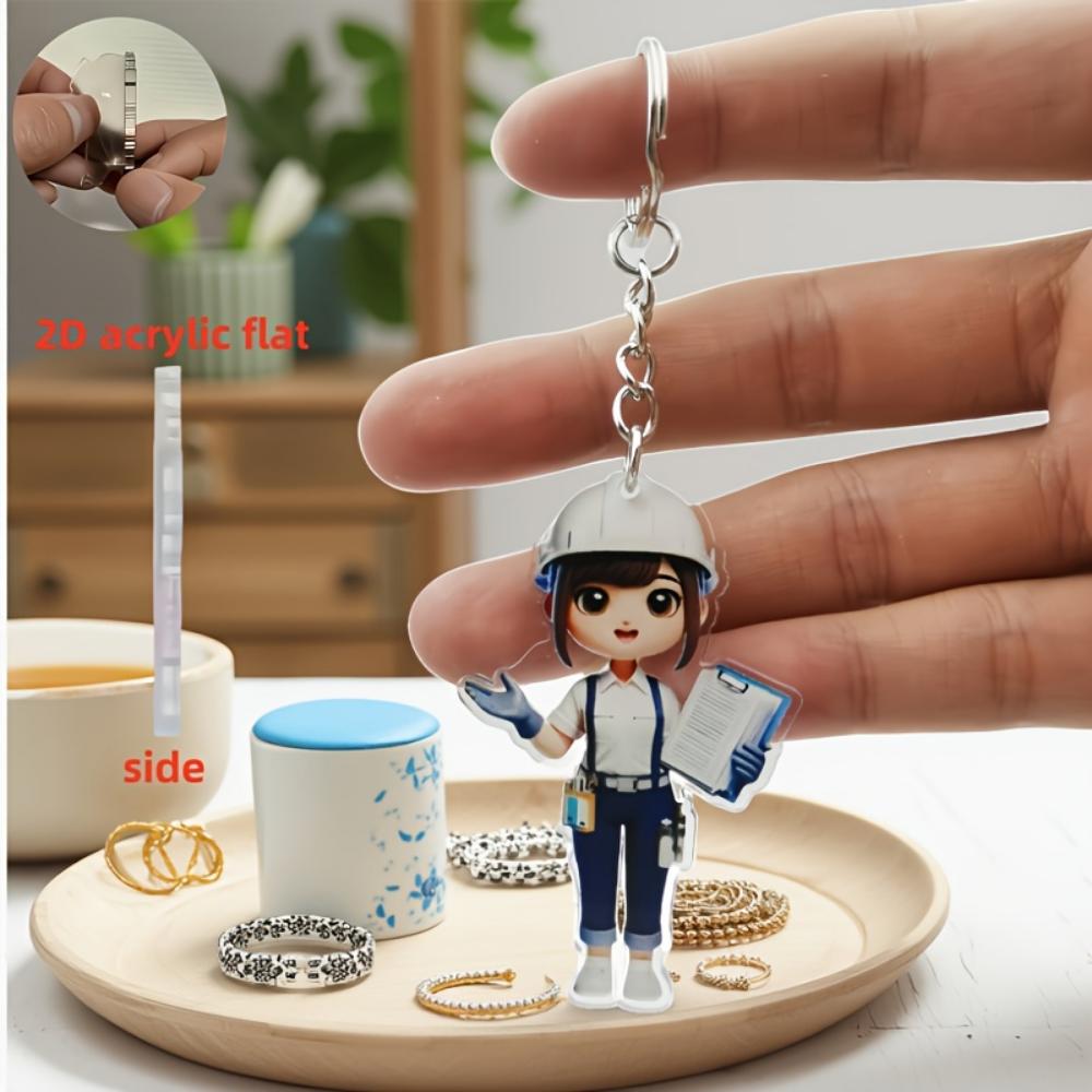 Cute Engineer, 2D Flat Acrylic, Pendant, Suitable for Backpack, Keychain, Gifts, Christmas, Halloween