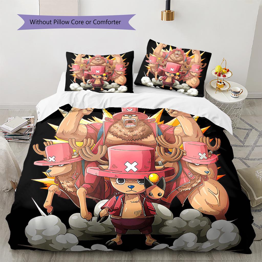 Cartoon-Muster Bettwäsche Steppbett-Set Bettbezug Kissenbezug Heimdekoration Geburtstagsgeschenk (1 Bettbezug + 2 Kissenbezüge, ohne Füllung)