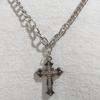 Men's Trendy Rhinestone Cross Necklace - Hip Hop Versatile Multi-layer Sweater Chain