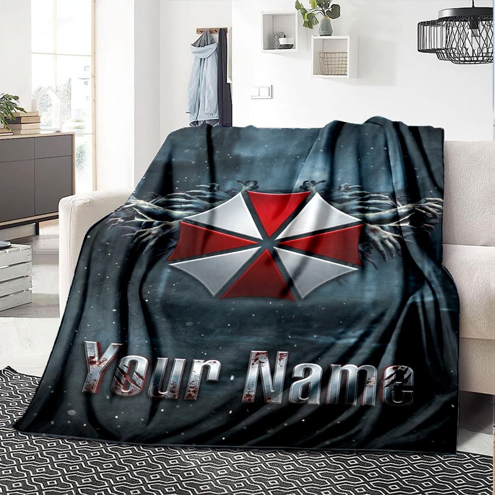 Name Custom Umbrella Corporation Print Flannel Blanket High Quality Warm Comfortable Cover for All Seasons Perfect for Gifts Home Decor