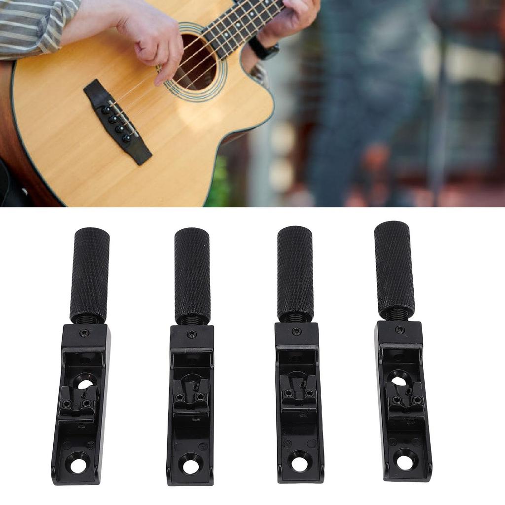Cryfokt Adjustable Split Headless Bass Bridge Kit Zinc Alloy Black 4-String Replacement Parts Sound Quality