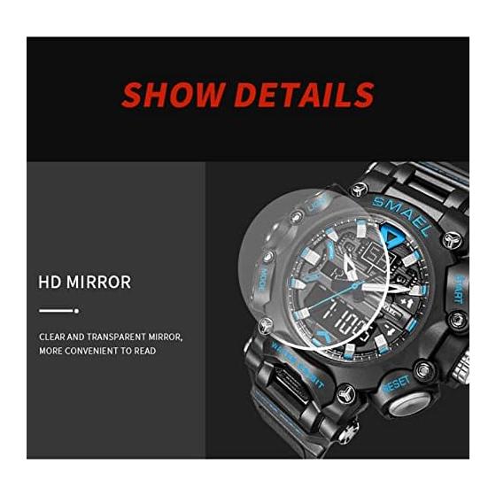 Men's Fashion Watch, Outdoor Sports Analog Digital Waterproof Electronic Watch, LED Backlight Multifunction Chronograph with Date, Alarm, Stopwatch,