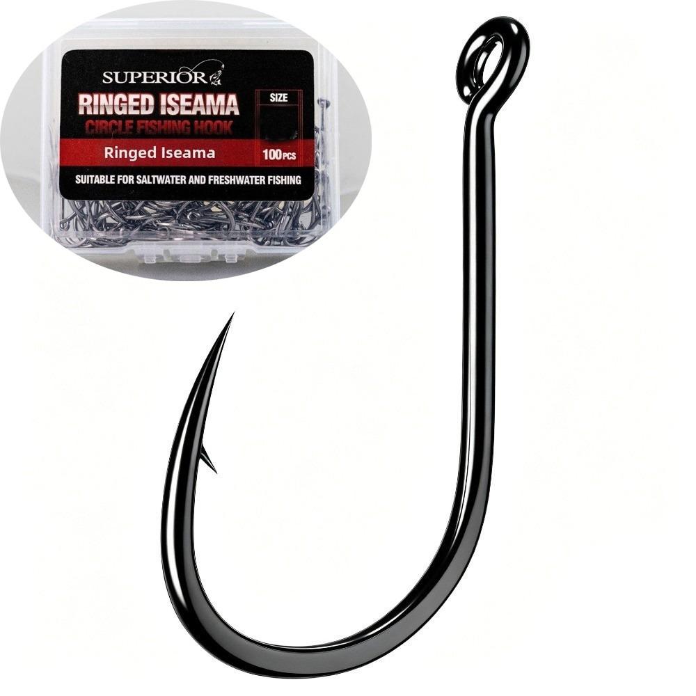 100pcs Sharp Fishing Hook 100Pcs Carp Hook Strong Ringed Eye Hook  Saltwater