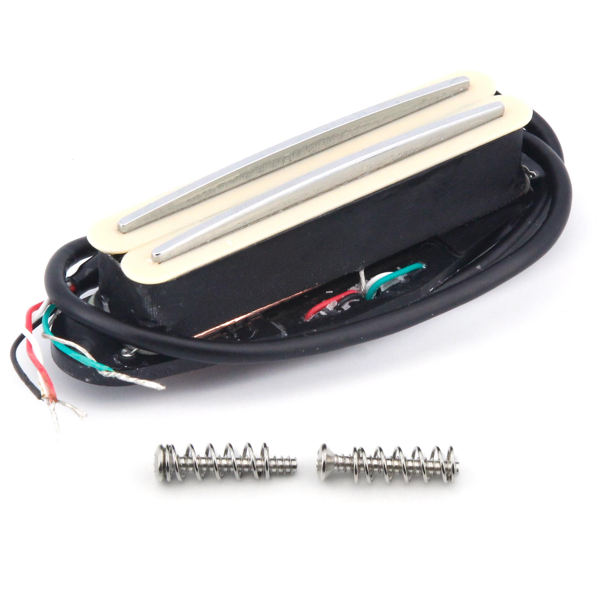 FLEOR 1PCS Cream Yellow Ceramic Electric Guitar Dual Rails Pickup Single Coil Sized Humbucker Pickup For ST Guitar, 6K/9K/12K