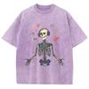 Summer Unisex T-Shirt Y2K Women's Clothing Sales Oversize Skull Print Faux Denim Top Harajuku Short Sleeve