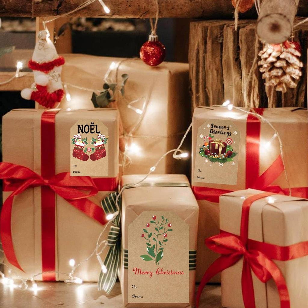 Christmas Labels Festive Adhesive Decorative Label Adhesive Cartoon Christmas Tags For Home Crafting Festival Celebration