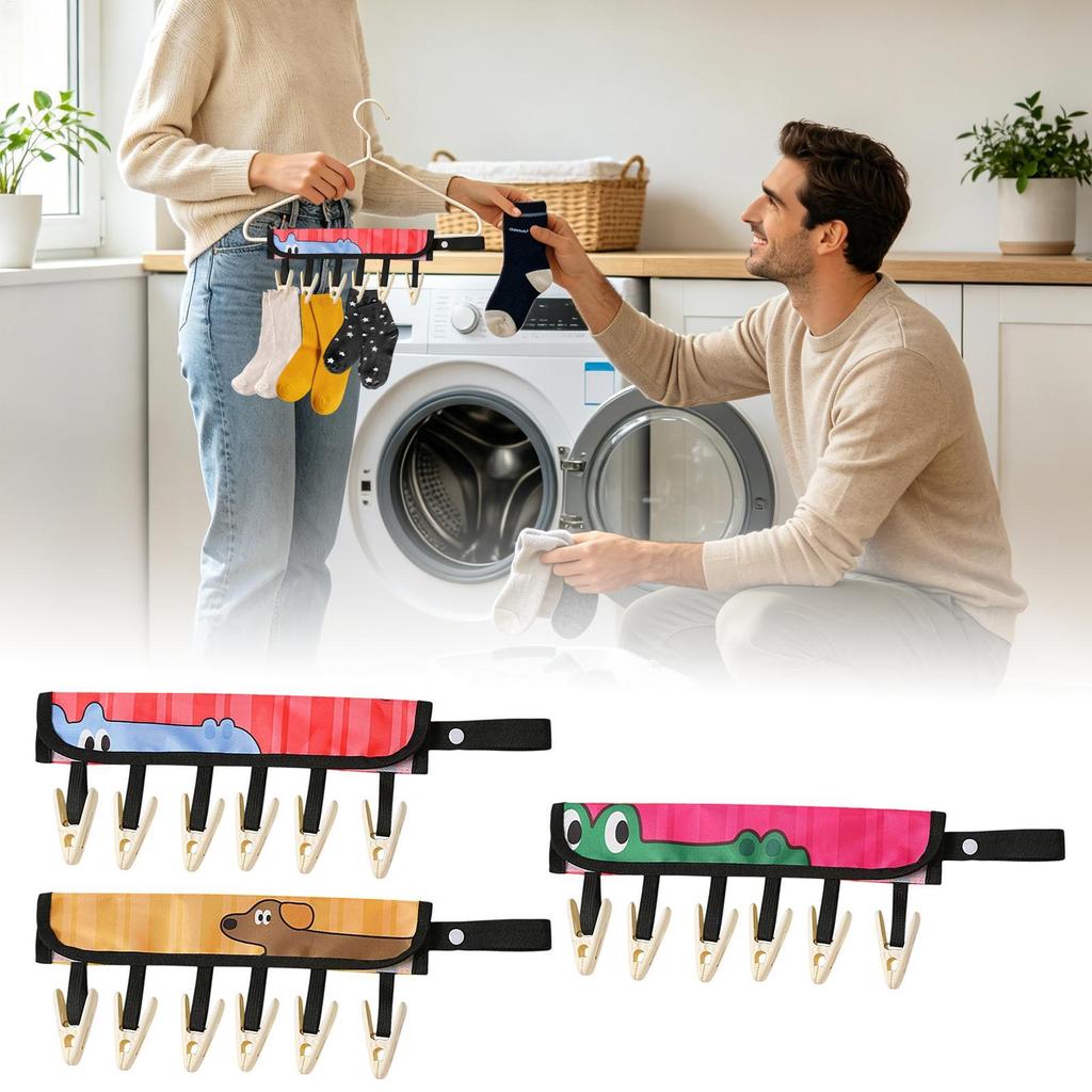 Foldable Travel Hangers 6-Clips Socks Drying Rack Compact Clothes Hanger for Socks Underwear Towels Business Trip Bathroom Dorm