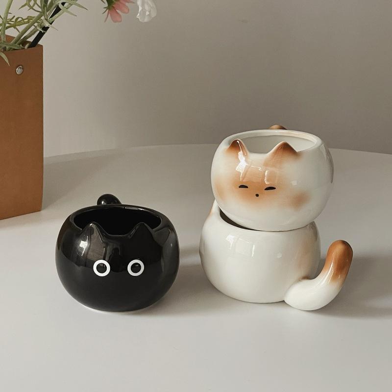 Tazza in Ceramica Cartone Animato Gatto Siamese Tazza da Caffè Sottosmalto Colorato Gatto Tazza per Acqua Casa Colazione Latte Tazza da Caffè Regalo di Compleanno Tazza