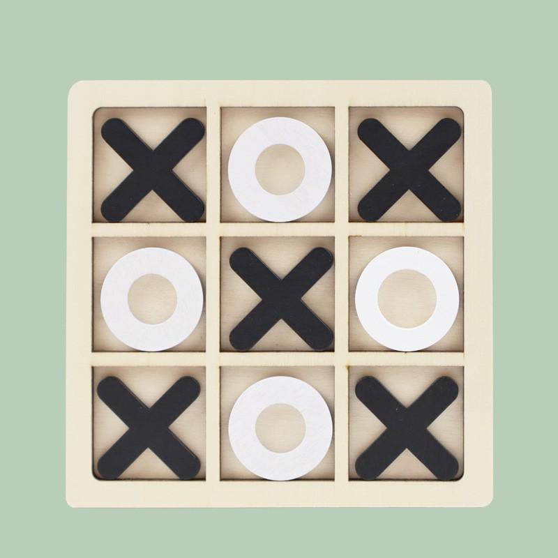 Gioco da tavolo in legno "Tris": Giocattolo di Pensiero Logico per Bambini, Attività Educativa e Interattiva Genitore-Figlio.