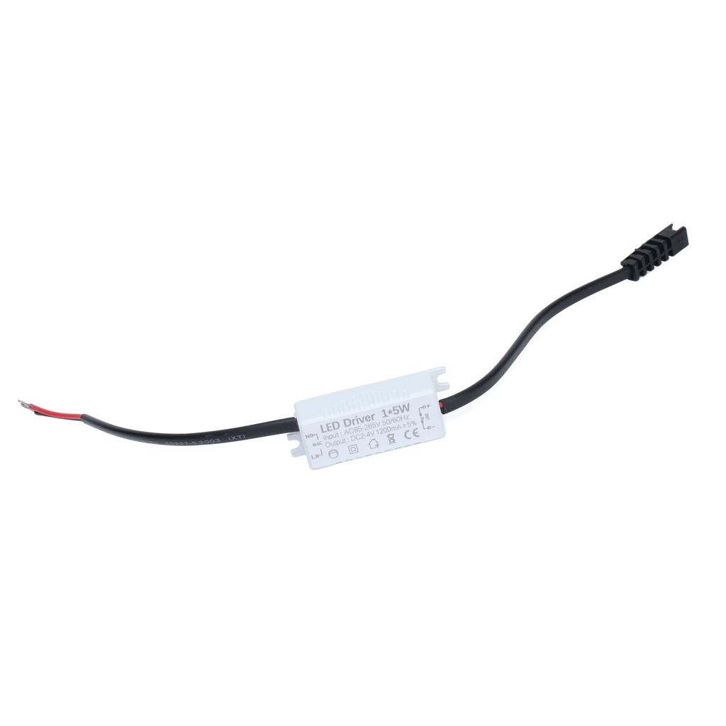 LED Driver 1X5W LED Driver 1200mA Power Supply Transformer Adapter 85‑265V AC To 2‑4V DC for LED Light Outdoor Light