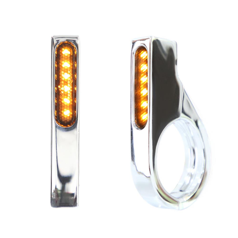 2Pcs 41Mm Chrome Motorcycle Front  Led Turn Signal