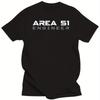 Herren Area 51 Ingenieur Baumwoll-T-Shirt UFO CIA Thema Lässig Rundhalsausschnitt Kurzarm Alien Grafik