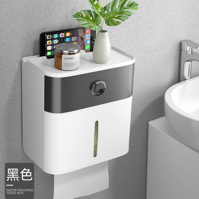 Toilet Tissue Box Toilet Paper Rack Toilet Wall-Mounted Creative Punch-Free Waterproof Toilet Paper Tissue Roll Box