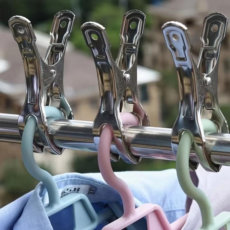 5Pcs Non-Slip Windproof Stainless Steel Laundry Clips Durable for Socks Towels Home Bathroom Balcony Use