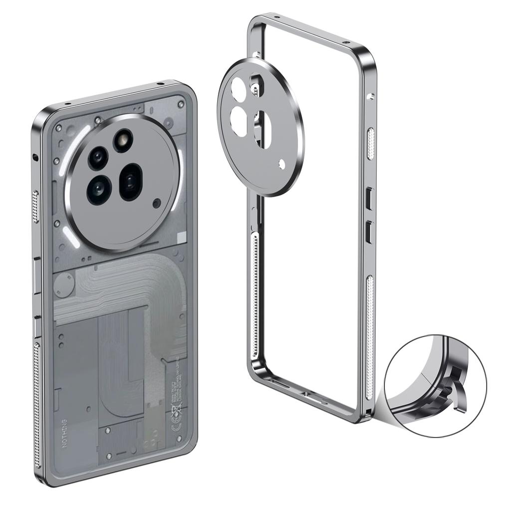 For Nothing Phone (3a) Pro Bumper Cases Metal Frame Heat Dissipation Cover with Lens Protector