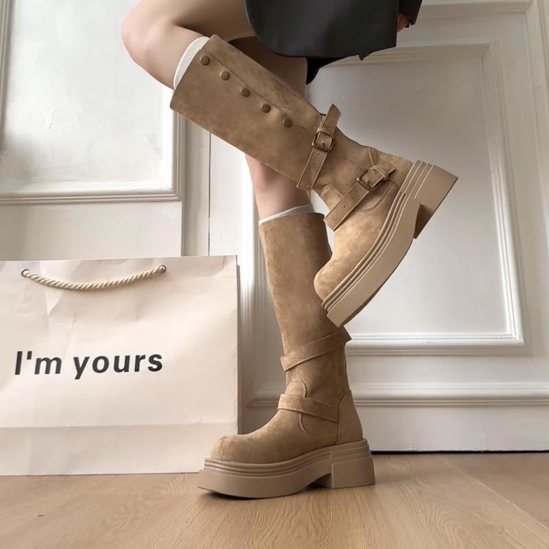 Sense Small Short Boots Women's New 2025 Popular Thick-soled Heightening Autumn Shoes Retro Boots Slim Martin Boots