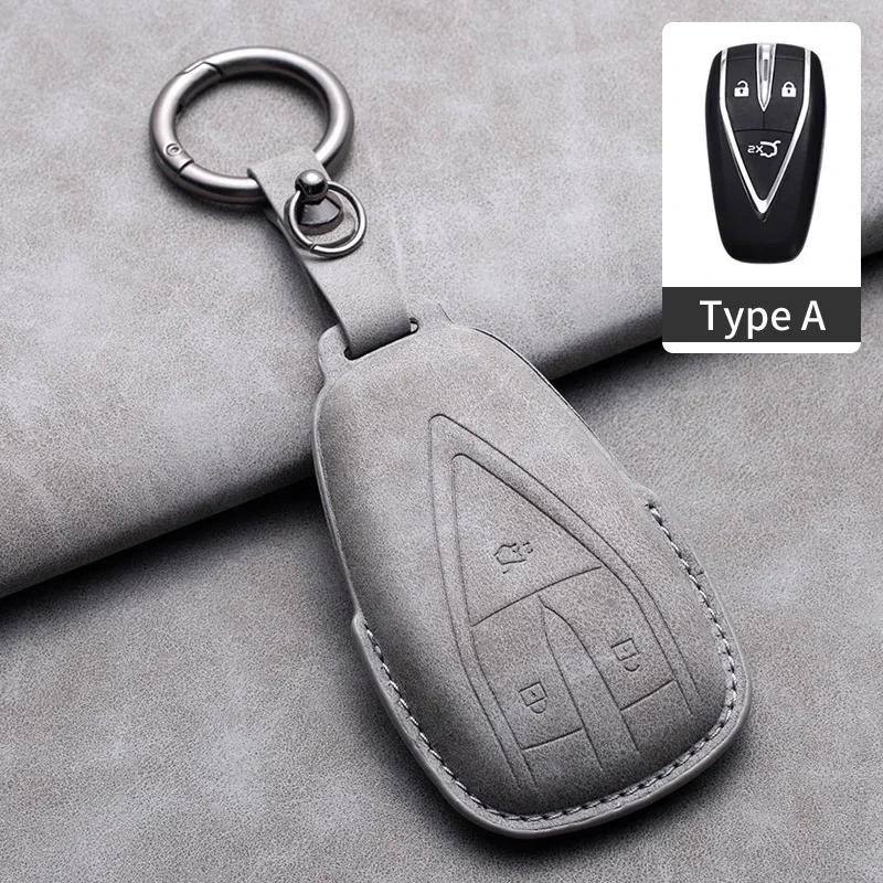 Leather Car Remote Key Case Cover for Changan Deepal S7 SL03 G318 2025 2025 Car Key Fob Shell 4 Buttons Holder Keychain