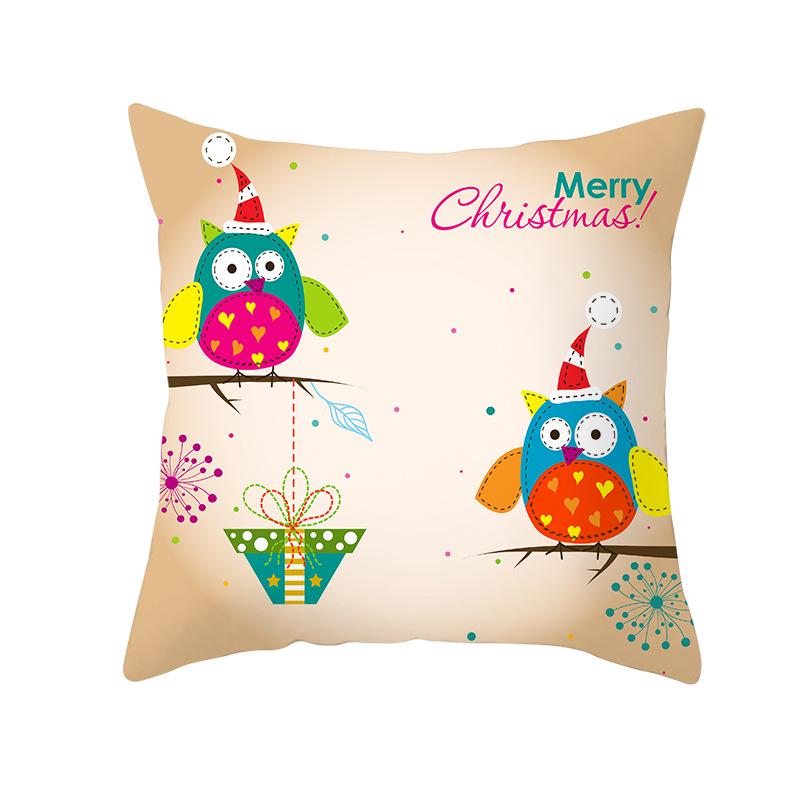Peach Skin Christmas Print Pillow Case Cartoon Animal Home Sofa Cushion Cover Bedside Bedroom Pillow