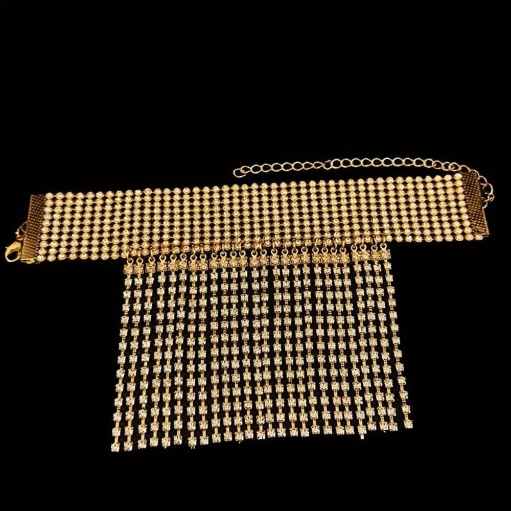 Adjustable Rhinestone Tassel Anklet Delicate Foot Chain Jewelry  High Heel Shoes