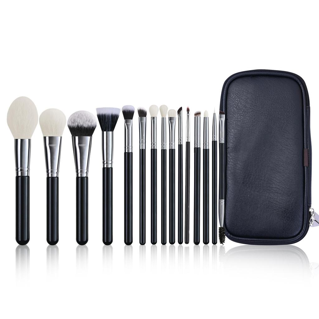 Cangzhou 15-Piece Animal Hair Makeup Brush Set: Eye Shadow & Foundation Brushes