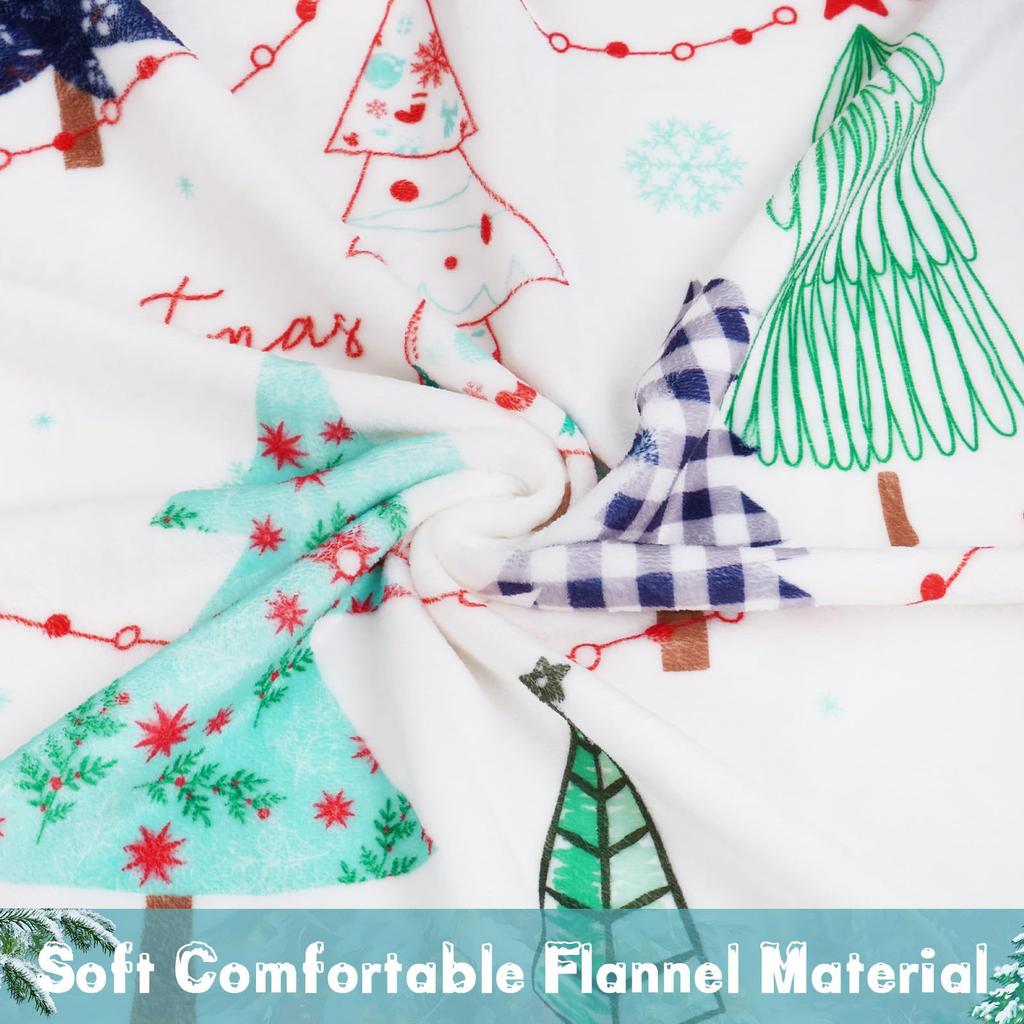 Christmas Tree Snowflakes Printed Blanket for Sofa Bed Travel Camping Living Room Office Conditioning Blanket