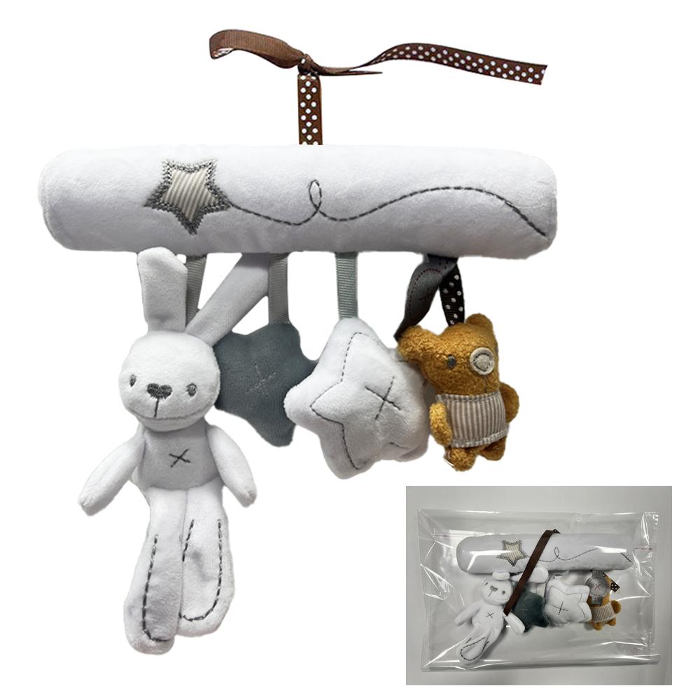 New Hanging Bed Rabbit Baby Hand Bell Safety Seat Plush Toy Multifunctional Plush Toy Stroller Mobile Gifts