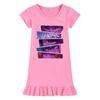 M1215 Kids Girls Sajaboys Kpop Rumi Zoey Mira Print Short Sleeves Ruffle Dress