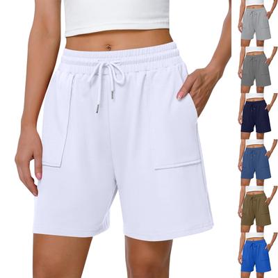 Pantalones cortos de cintura elástica para mujer, pantalones cortos casuales para capas