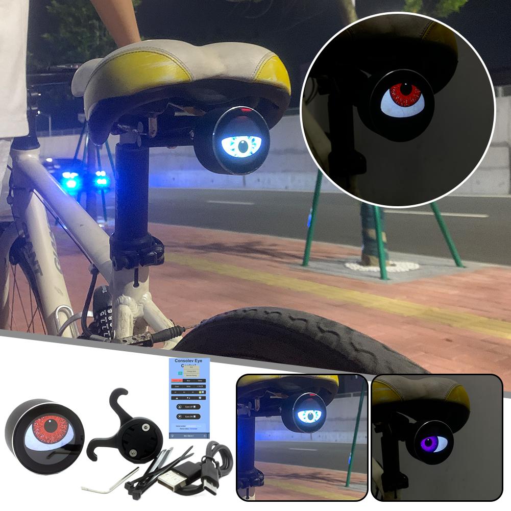 Smart Bike Tail Light Dynamic Devil Eye Bicycle Rear Light Motorcycle LED Light For Night Riding Rechargeable Motorbike Retrofit