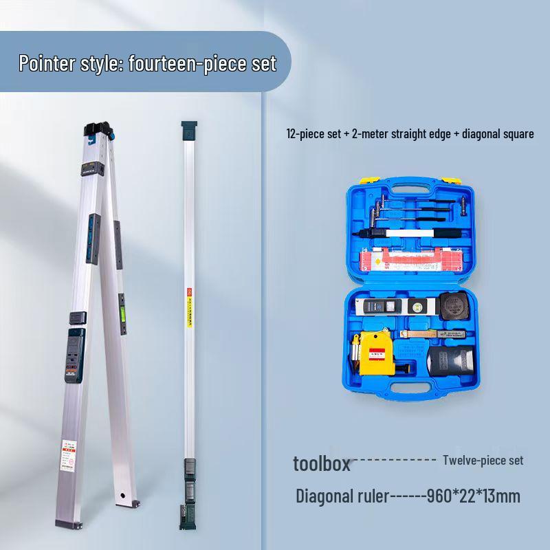 2m Aluminum Alloy Digital Spirit Level - High Precision, Thickened Design for Decoration & House Inspection
