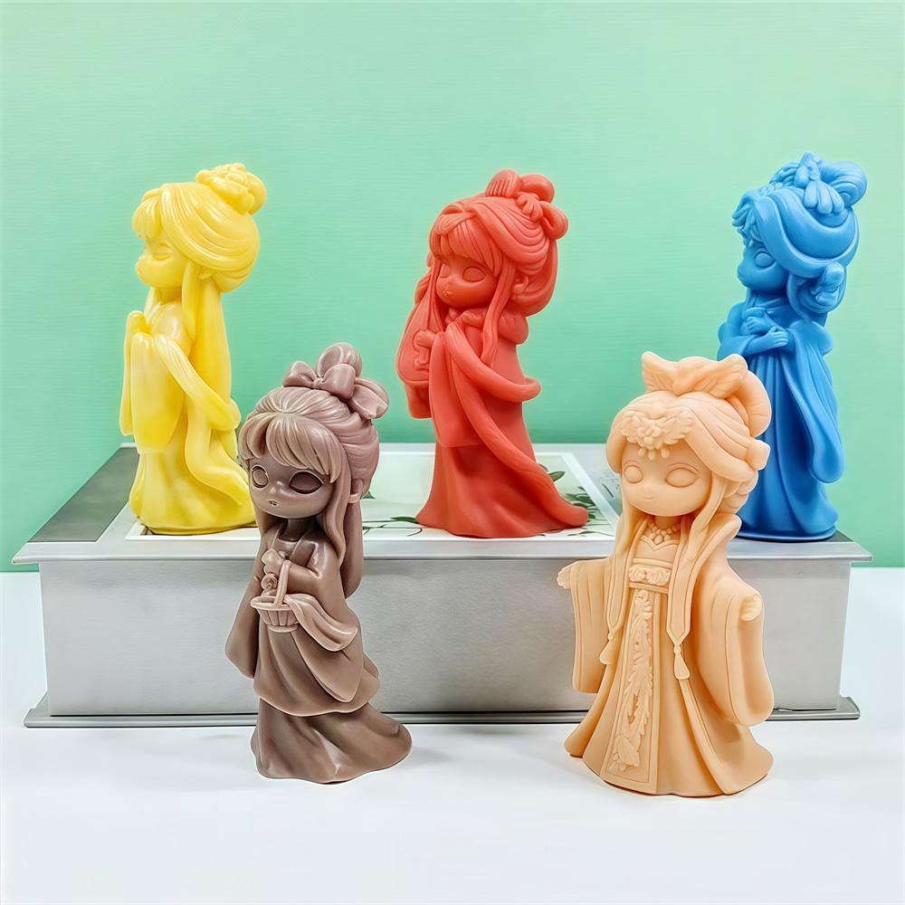 Princess Dolls Silicone Candle Mold DIY Girl Portrait Plaster Epoxy Casting Molds Gypsum Handmade Soap Baking Decoration Mould