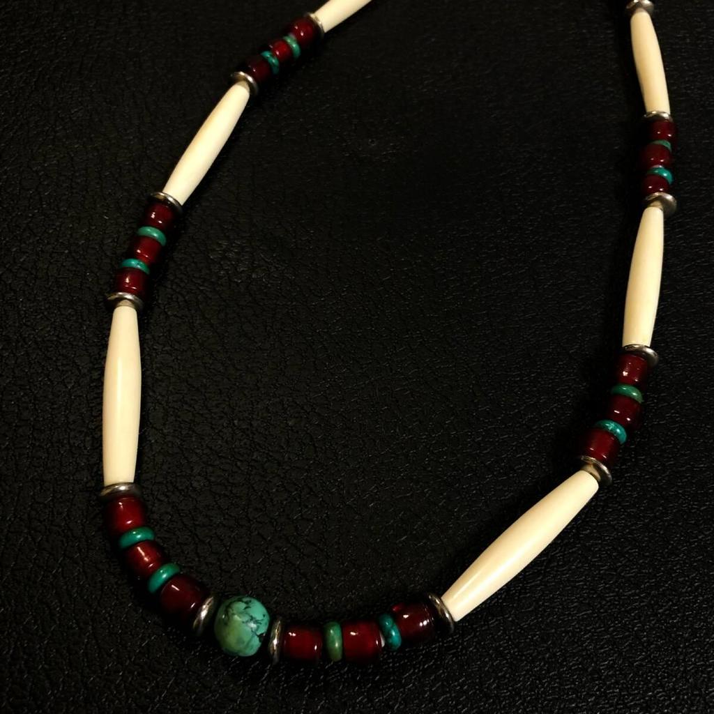 Used Turquoise Turquoise Necklace Indian Jewelry Zuni Navajo Karen Accessories White Hearts Beads Bone Beads G1