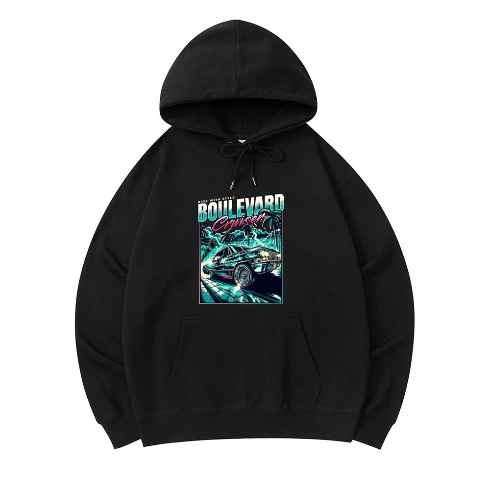 

300 GSM Men s Cotton Hoodies Boulevard Cruiser Print Premium Cotton Sweatshirt XS армия зеленый