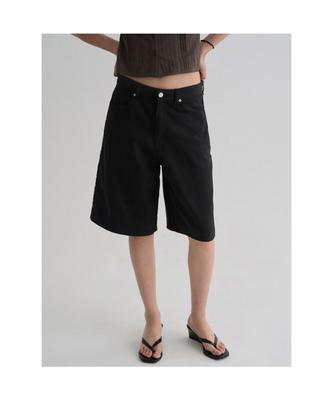 Midi Denim Shorts Black
