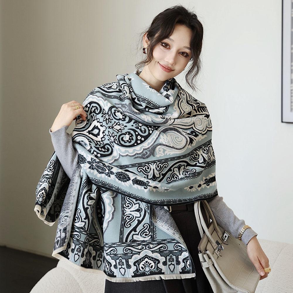 Double Sided Scarf For Women, Autumn And Winter Long Style, Suitable For Both Wearing And Wearing Cloaks, With A Thick Imitation Cashmere Shawl
