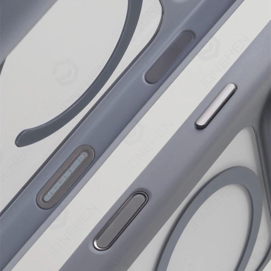 Magnetic Transparent Lens Acrylic Case For For Iphone 17 16 Pro Max Air Hybrid Soft Frame Camera Control Button Cover For