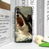 Funny Abstract Shark Black Cat Phone Case for Samsung Galaxy S24+ S25 S23 Ultra S22 Plus S21FE M53 M34 M55 5G Frosted Soft Cover