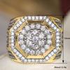 Huitan Gorgeous Two-tone Style Ring for Women Brilliant Cubic Zirconia Finger Jewelry Luxury Anniversary Party Accessories