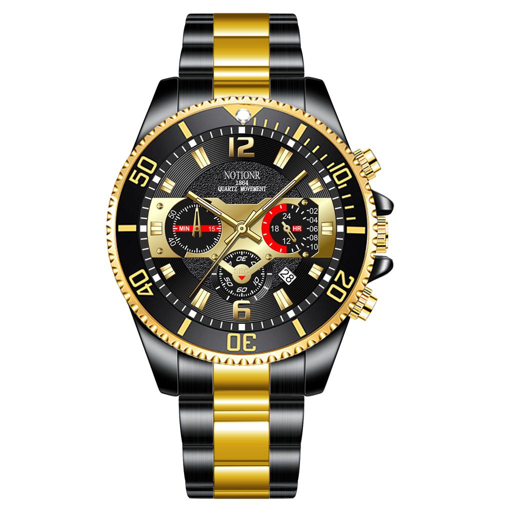 Stainless Steel Watch Men's Quartz Watch Green Water Ghost Watch Men's Calendar Watch Men's Steel Strap Watch Student Watch