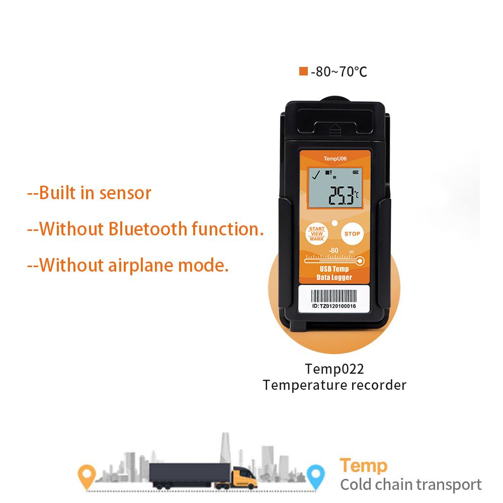 

TempU06 Bluetooth Temp Data Logger Reusable -200℃ Cold Chain Low Temperature Recorder Temperature Monitor with External Sensor