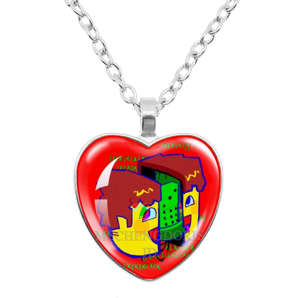 Game FORSAKEN 1x1x1x1 Cartoon Characters Funny MeMe Glass Heart Shape Pendant Necklace Jewelry Charm Collect Giftlry