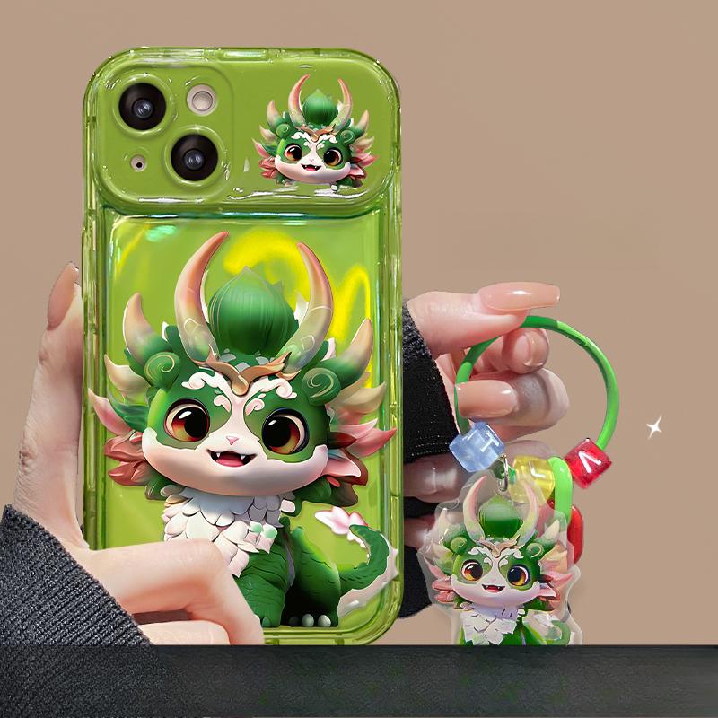 Applicable To Apple 15 Mobile Phone Case IPhone 14/13promax Cute Colorful Dragon Pendant 11/12 Flip Mirror