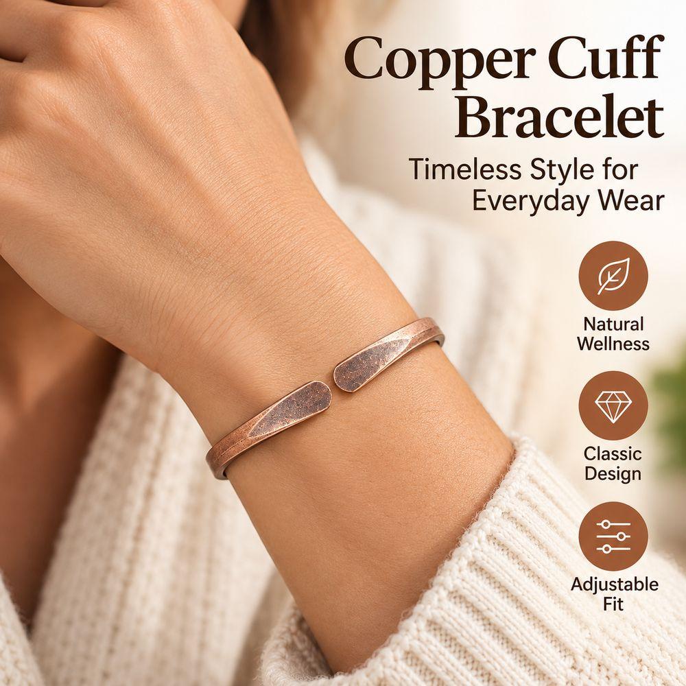 Waterproof Cuff Bracelet Pure Copper Copper Cuff Bracelet Stylish Wrist Cuff Daily Wear