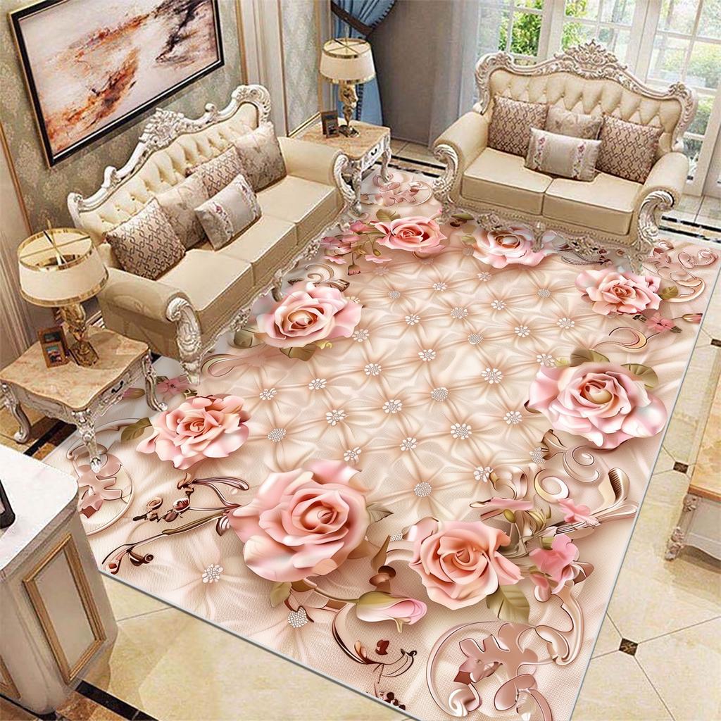 Dywan w kwiaty w stylu europejskim do salonu, pod sofę, miękkie dywaniki, luksusowy wystrój sypialni, dywanik przy łóżku, duże dywaniki do pokoju, szatni, salonu, maty podłogowe
