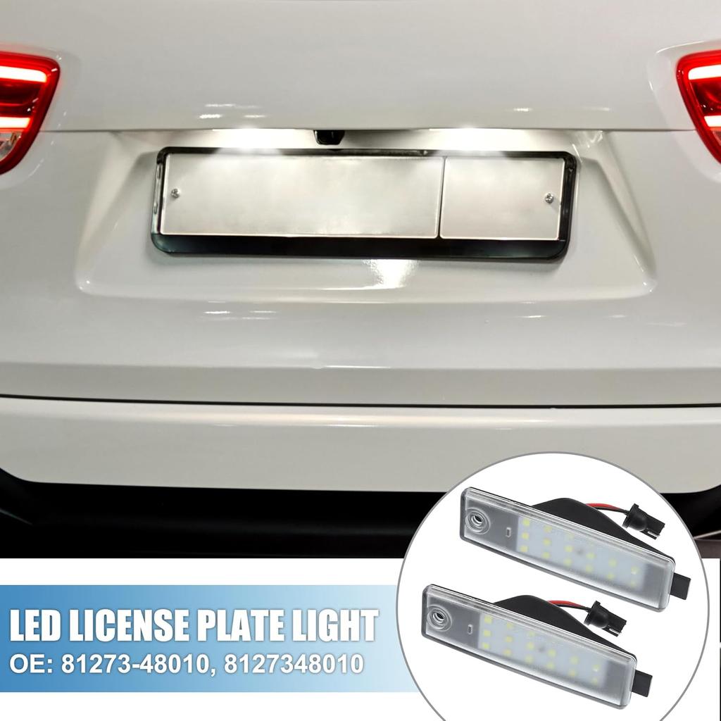 Car 6500K White 3528SMD LED License Plate Light Assembly 8127348010 for Toyota Highlander 2008-2013 for Lexus RX300 1999-2003 ABS Clear Black (Set of