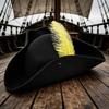 Classic Retro Tricorn Hat Wide Brim Pirate Headwear Pirate Feathers Hat  Halloween Party