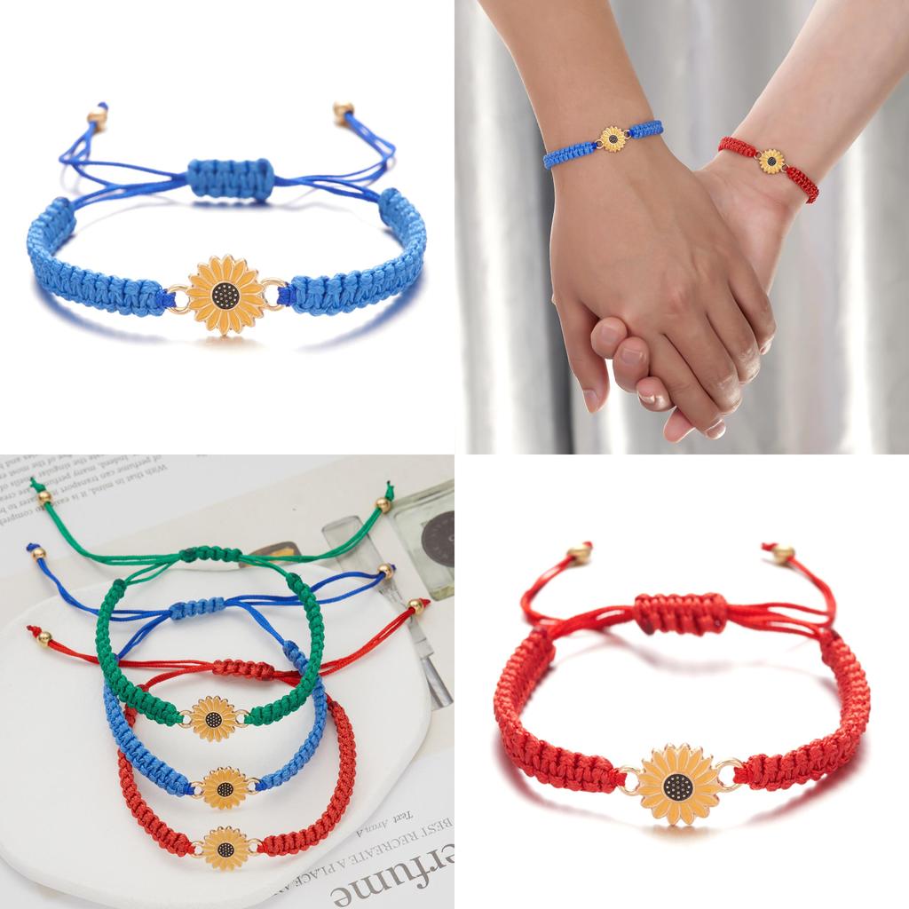 Handmade Sunflower Friendship Bracelet With Floral Design For Women And Couples