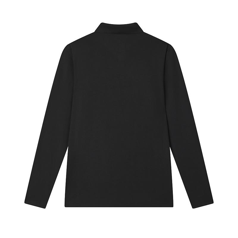 Fila Blue Series Versatile Knitted Long Sleeve Polo Shirt Men Tops Black F11M512205F-BK